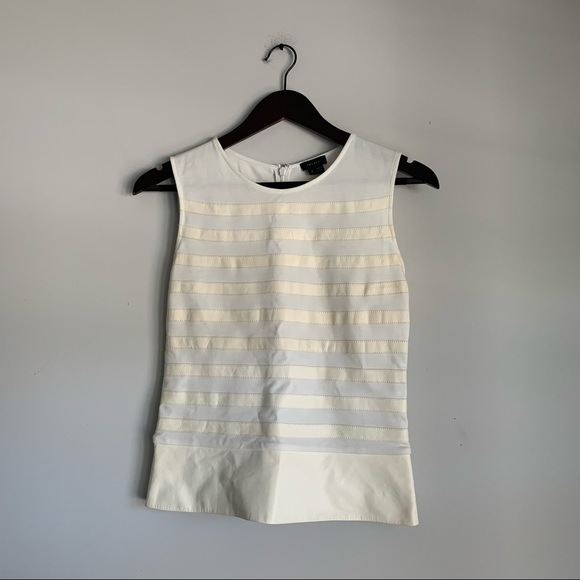 THEORY Gaian Pryor Leather Striped Peplum Top-SOLD OUT - Picture 2 of 5